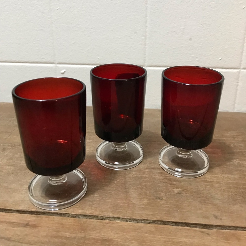 Vintage ruby shot glasses